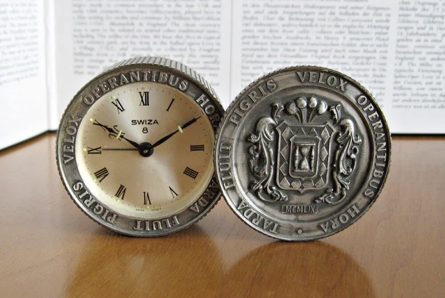 Pendoletta Swiza 8 giorni "medaglia" vintage sveglia alarm clock reveil