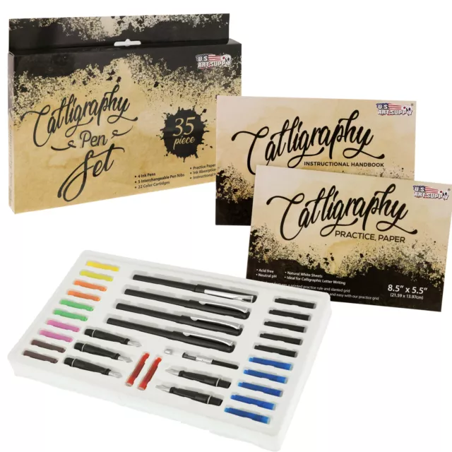 Featty Calligraphy Pen Set - 15-Piece Kit - Glass Pen - 11 Nib & 1 Ink Set