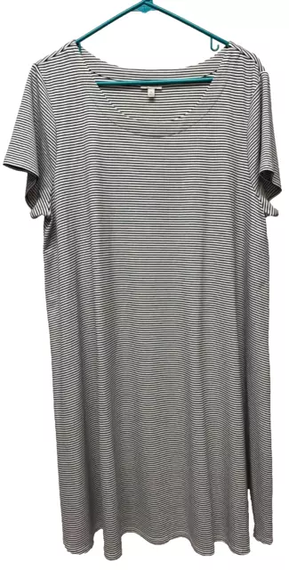 Talbot Womens Short Sleeve Black White Striped Midi Casual T-Shirt Dress Size XL