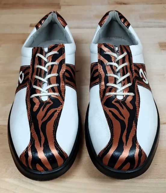 ECCO GOLF SPIKELESS Shoes Womens Size 11 Euro 42 Leather Tiger Pattern ...