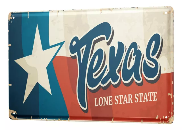 Blechschild Retro - Vintage Metall-Poster für das Wohnzimmer - Texas USA Motiv -