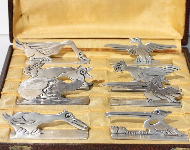 Set De 11 Porte-couteaux Oiseaux En Métal Argenté – Style Sandoz
