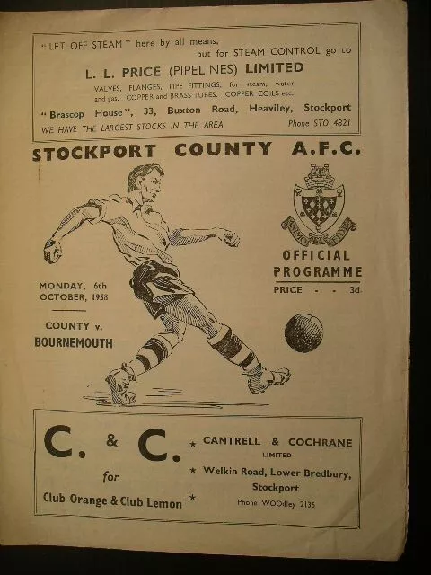 STOCKPORT COUNTY  v  Bournemouth  58/9.