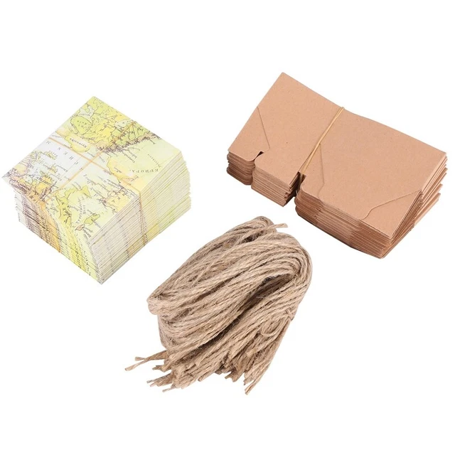 50 Scatoline Bomboniera Mini Valigia Kraft - Con Etichette E Spago Iuta - Per Matrimoni E Feste A Tema Viaggio - Foto 7