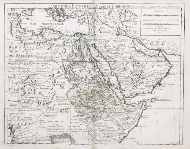 Egypt Saudi Arabia Ethiophia Sudan Jemen Oman Africa Delisle map Karte  1707