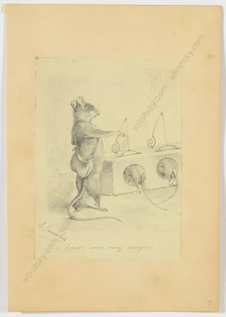 Jules Seewald (French Illustrator) "Rats", drawing, ca.1850