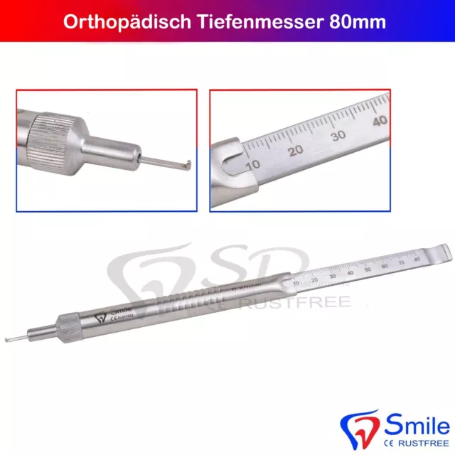 Tiefenmesser 80mm Orthopädische Chirurgie Instrumente Tiefenmessgerät Orthopädie