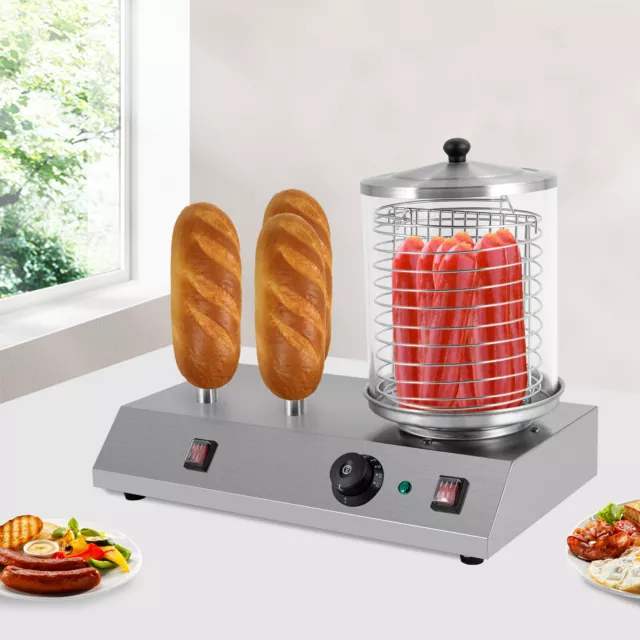 Stainless Steel Hotdog Steamer Machine Bun Warmer Commercial 850W Dog Cooker USA