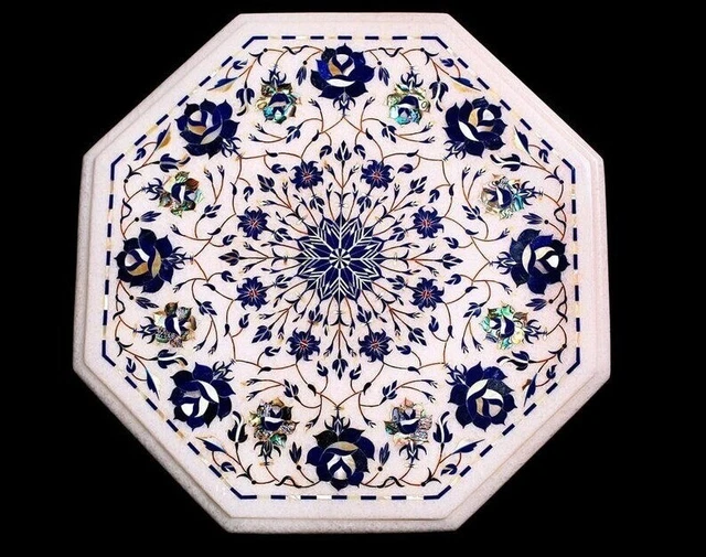 Coffee Table Top, White Marble Inlay Center Table, Dining Table, Custom Table