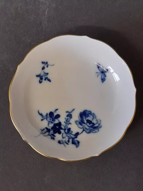 Antique Meissen Shallow Dish Blue Underglaze Flowers & Insect