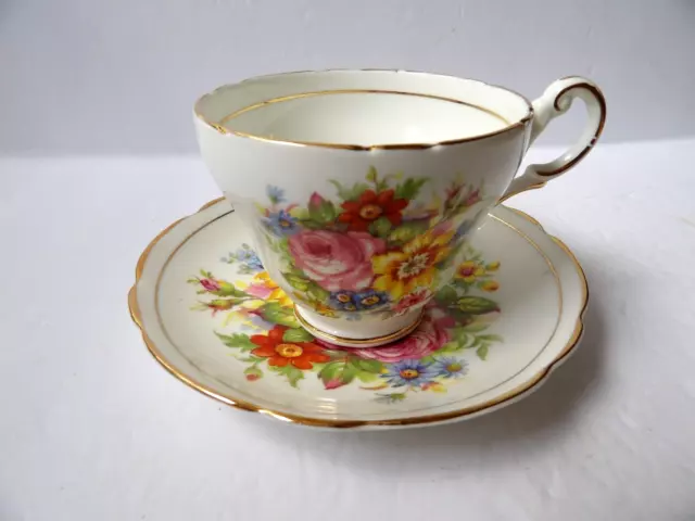 Regency Bone China: Taza De Té Ramo Y Platillo Con Borde Dorado
