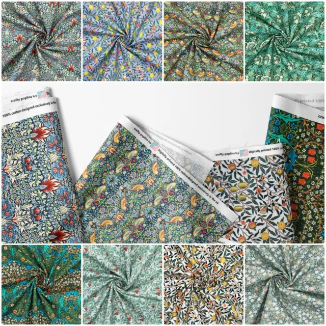 William Morris 100% Cotton Percale Fabric Classic Dressmaking Craft Quilt