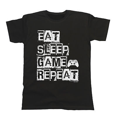 Eat Sleep Jogo repita engraçado orgânico Masculino T-shirt vídeo Gamer Geek Nerd para jogos