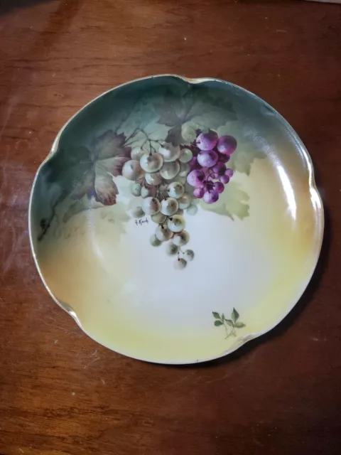 J&C Bavaria Louise Porcelain Plate Grape Clusters Signed  A. Koch