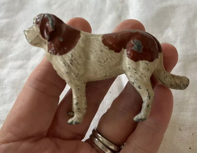 Antique St. Bernard Dog Cast metal Iron  ENGLAND Miniature