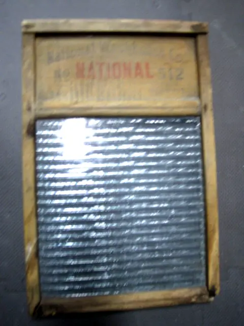 Antique Washboard - National Washboard Co No 860 Ribbed Glass & Wood