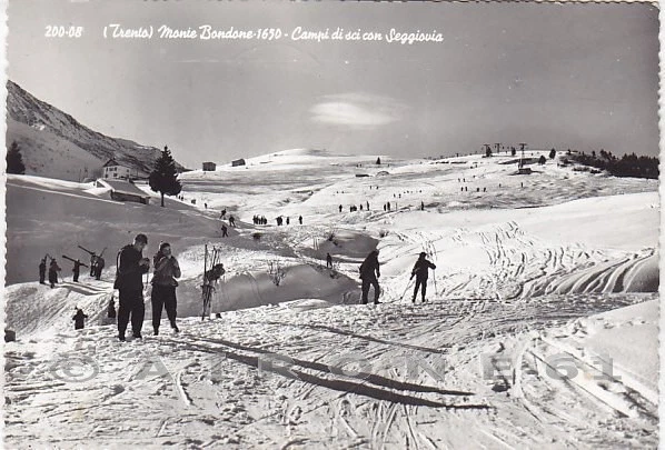 TRENTO MONTE BONDONE 07 SCI SKI SEGGIOVIA Cartolina FOTOGRAFICA viaggiata 1958