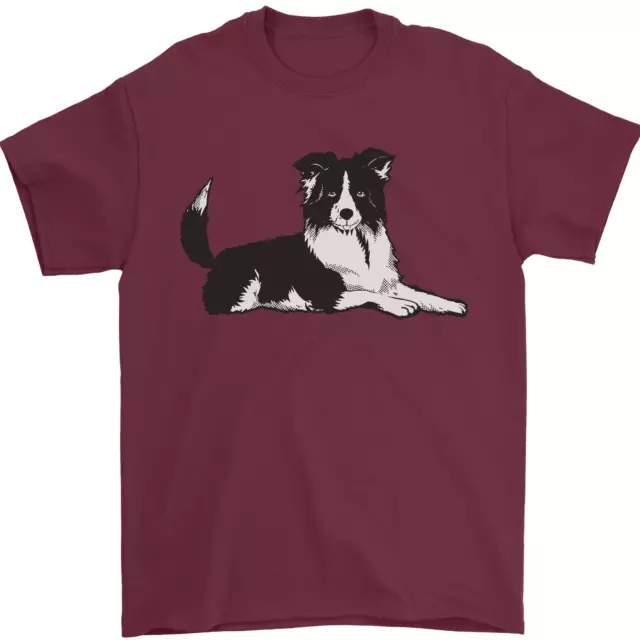 A Border Collie Dog Lying Down Mens T-Shirt 100% Cotton