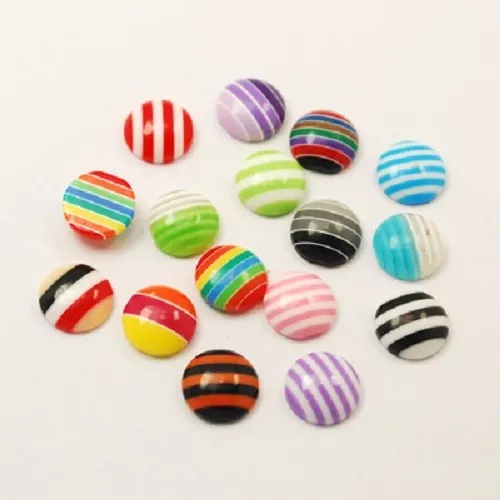 LOT de 25 CABOCHONS acryliques MULTICOLORES ronds 10mm perles création bijoux