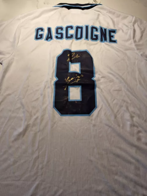 Paul Gascoigne Signed England Eure 96 Shirt SMUDGE ON NUMBER