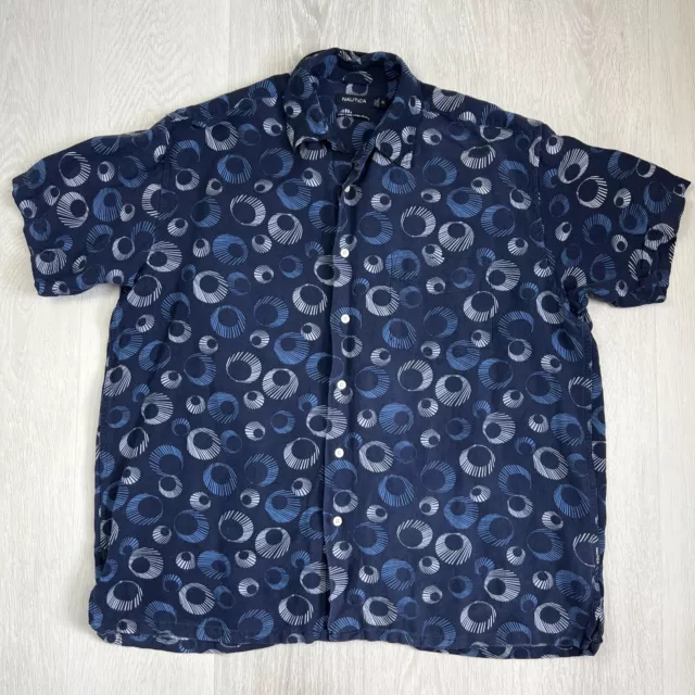 Nautica Mens Linen Blend Short Sleeve Shirt Size XL