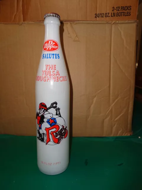 Vintage Dr. Pepper 1980 Tulsa Roughnecks Commemorative 16oz Soda Bottle