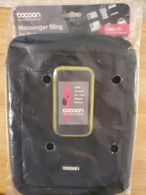 Cocoon CGB150 Black Lime Green Messenger Sling for Apple iPad Computer w/Grid It