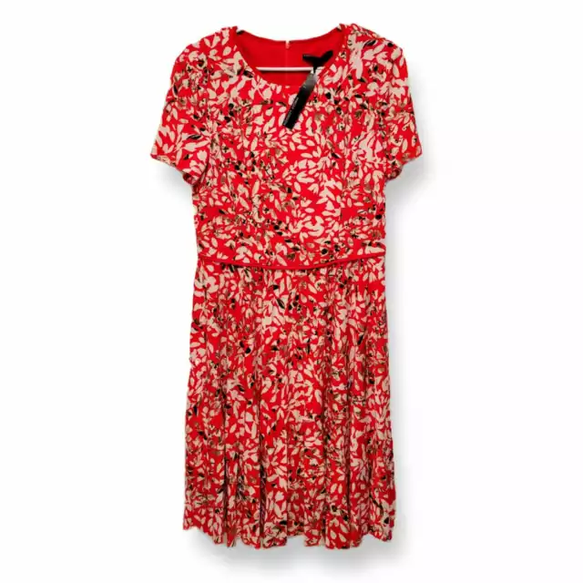 Maggy London Women Red Multicolor Short Sleeve Summer Dress Size 12 (L)- NWT $84