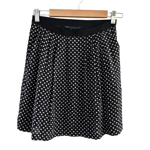 MARC BY MARC Jacobs Womens Silk Skirt Black Polka Dot Pleated Size 0 ...
