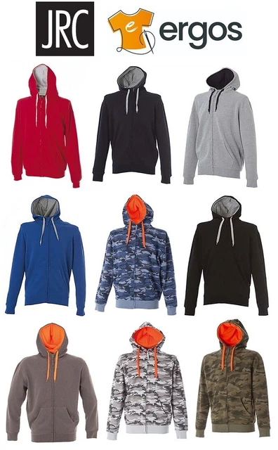 JRC Felpa NEW KANSAS in Cotone con Cappuccio Zip Intera Colletto Rialzato Uomo