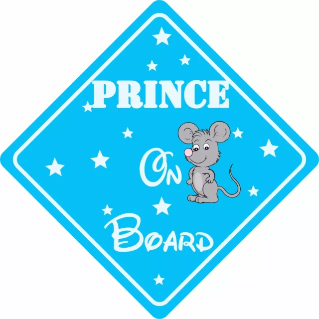 PRINCE ON BOARD MOUSE Car Sign Sticker Baby Child Children Safety Kids Boy