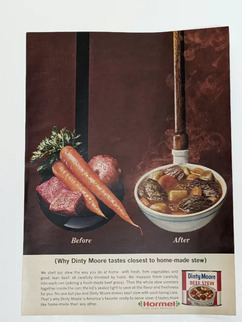 1965 Hormel Dinty Moore Beef Stew Soup Print Ad - Family Circle Dec 1965