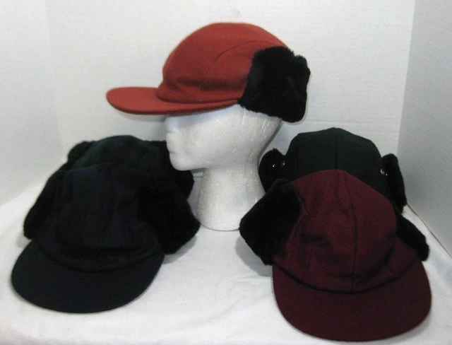 CHOOSE YOUR COLOR Wool Hat w/Ear Flaps Fur Lined Trapper Visor w/Cuff