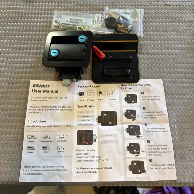 Kohree Upgraded RV Door Lock Replacement with Paddle Deadbolt, 100% Zinc Allo