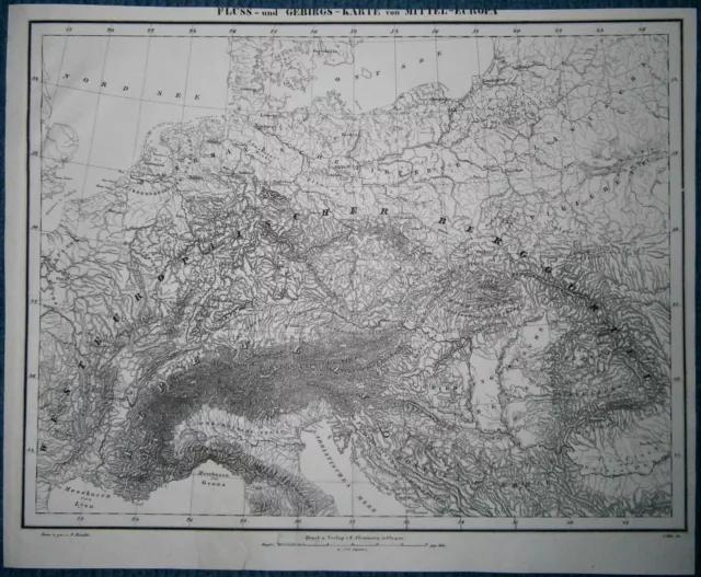 1848 Sohr Berghaus map RIVERS AND MOUNTAINS OF CENTRAL EUROPE, #9