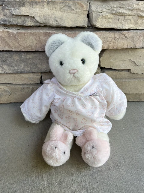 Vintage Gund Teddy Two Shoes White Bear Pink Bunny Slippers Plush 1985