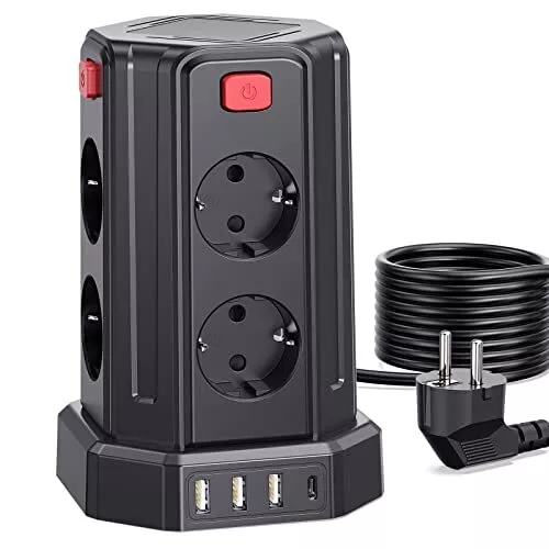 BEVA Multiprise Electrique USB avec Boîte de Rangement pour Câbles