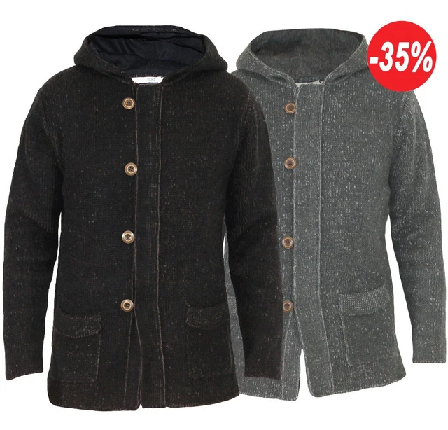 Cardigan uomo maglione Giacca Lana Pullover maglia zip Felpa con cappuccio 2315