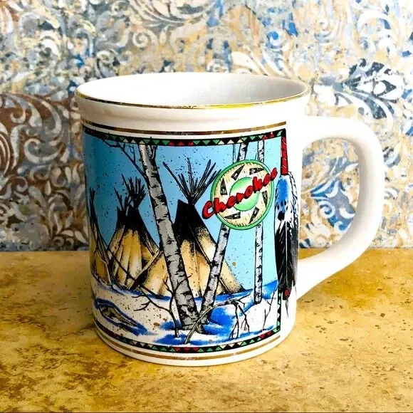 Cherokee Cool Graphics Ceramic Mug Vintage Made In Japan