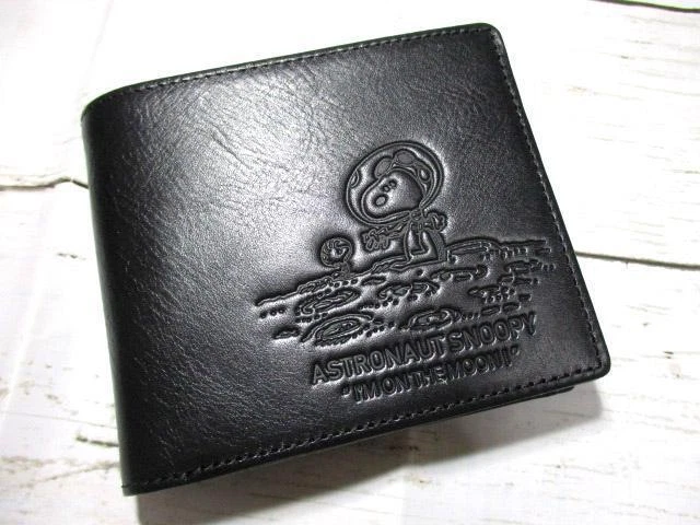 Wallet Mens Bi-Fold Snoopy Genuine Leather Brand Astronauts