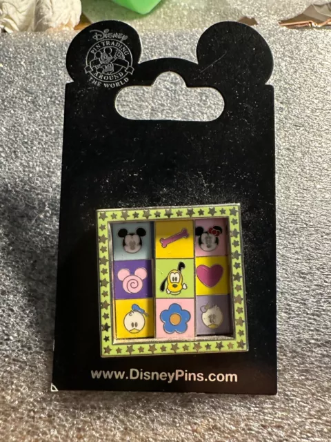 Disney 2009 Square Slider Character Icon Pin Mickey Minnie Donald Daisy Pluto