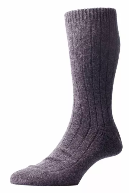 Pantherella Mens Waddington Rib Luxury Cashmere Socks - Charcoal