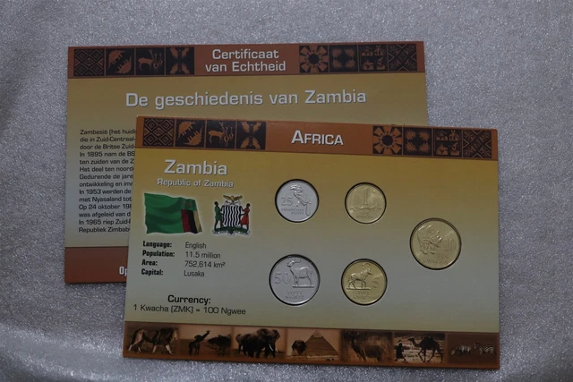 🧭 🇿🇲 Zambia Sealed Coin Set With Coa B63 #109