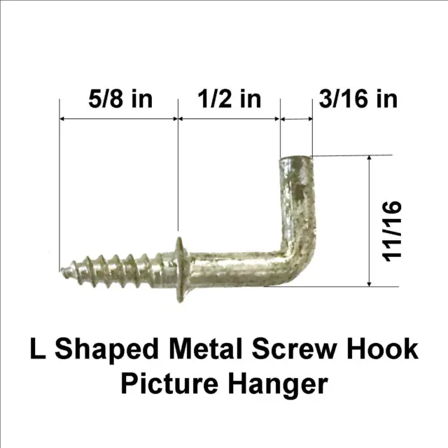 Home Wall L Shaped Self Tapping Metal Screw Hook Picture Hanger 1/2'' x 1/2''