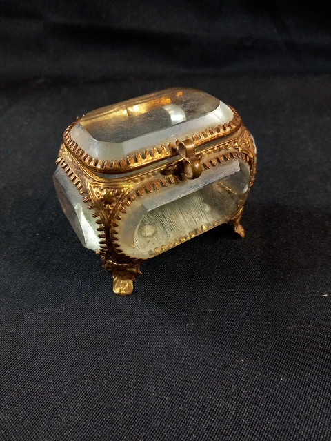 Coffret à Bijoux Ancien - Verre De Lyon Et Laiton - France 19ème - Antique