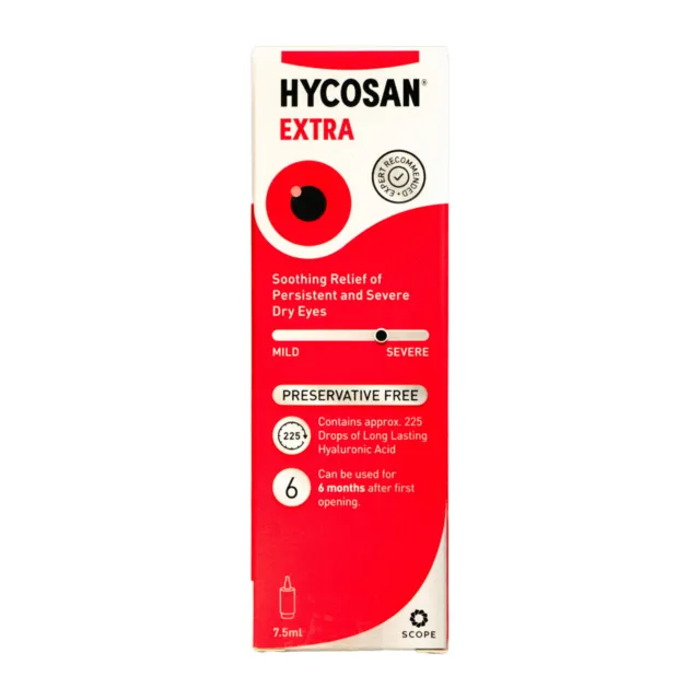 Hycosan Extra Preservative Free Lubricating Mild Eye Drops for Dry Eyes 7.5ml