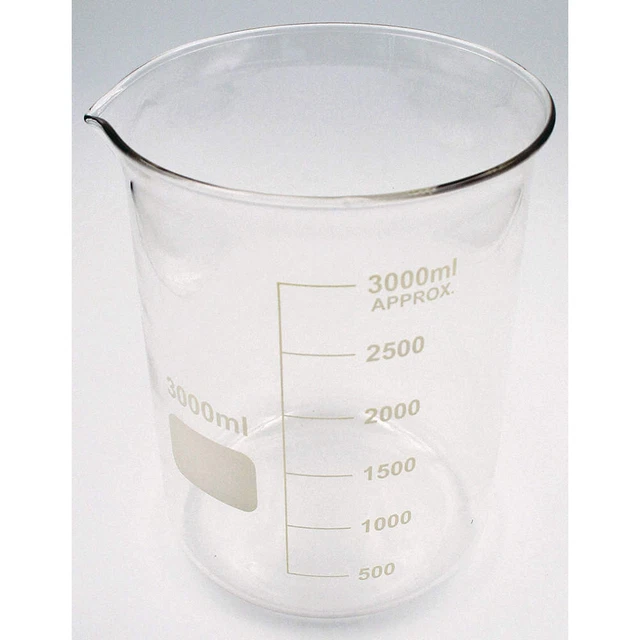 LAB SAFETY SUPPLY 5YGZ9 Beaker,Low Form,3000mL,Non-Sterile,PK4