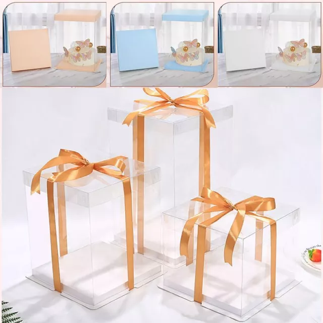 Premium Extra Tall Crystal Wall Cake Display Boxes 34cm Height, 4 to 12 Inch