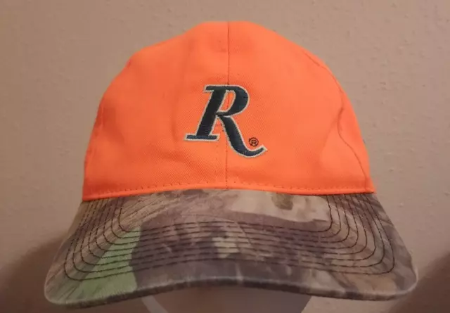 Remington Rifle Hunting Safety Orange Camo Strapback Cap Hat