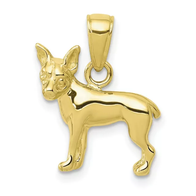 10k Yellow Gold Chihuahua Dog Charm Pendant